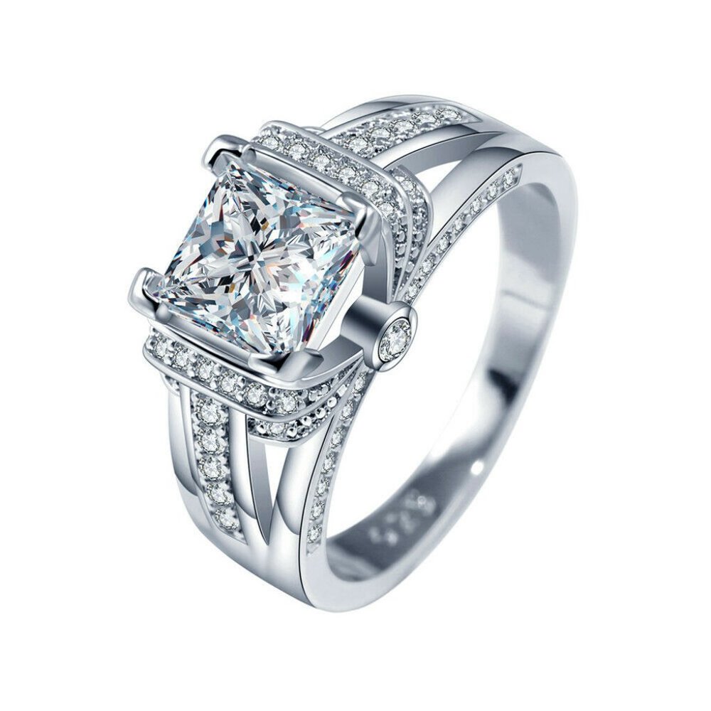 FINAL SALE Princess Cut White Sapphire .925 Silver Ring